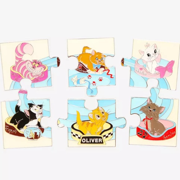 Loungefly Disney Cat Character Portraits Puzzle Blind Box Enamel Pin - 3 pack - Picture 2 of 2